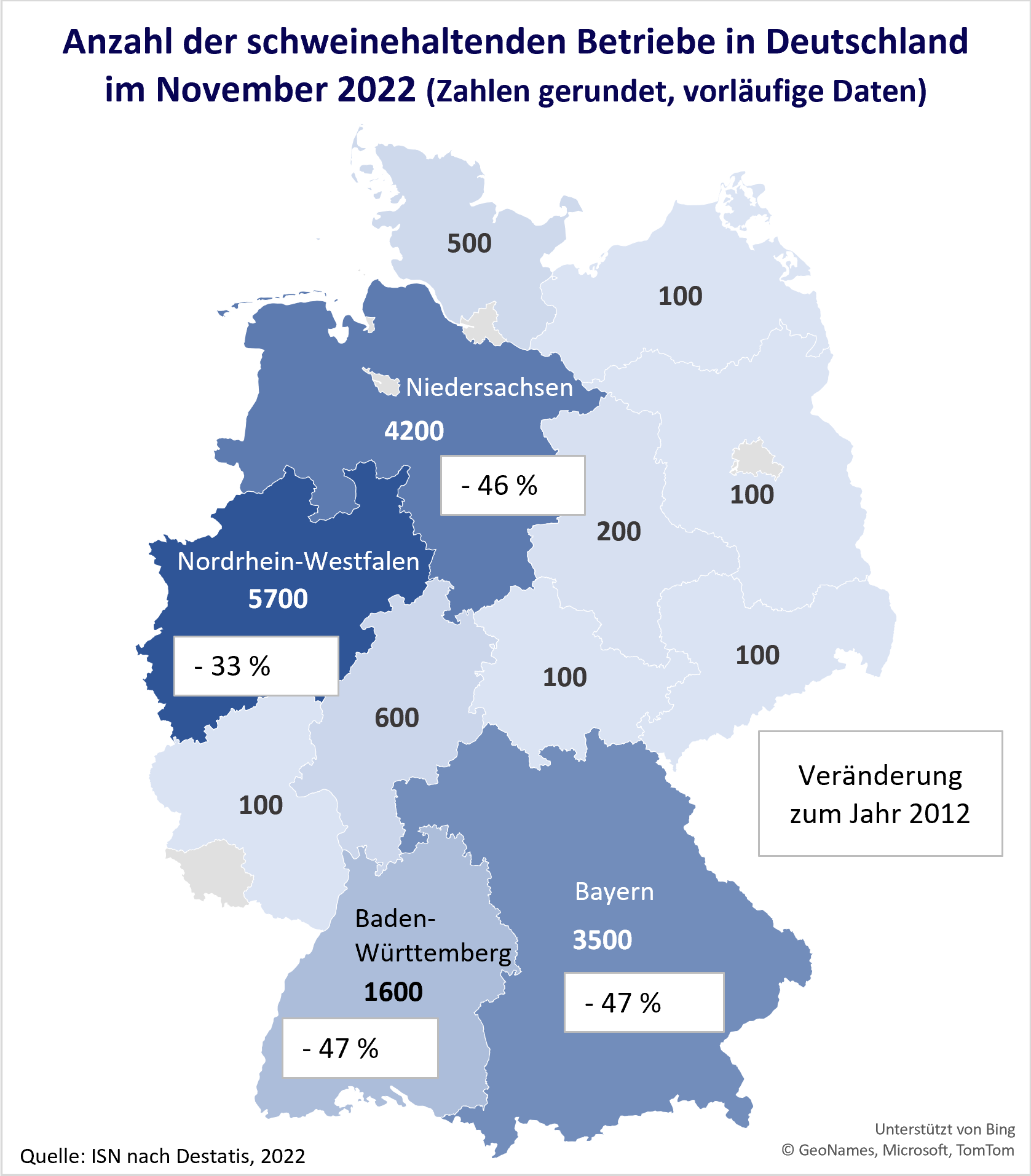 Schweine haltende Betriebe in den Bundesländern