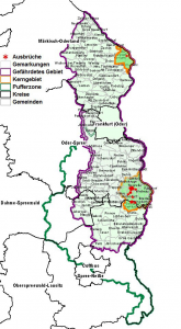 Restriktionszonen in Brandenburg - Stand 05.10.20 (Karte: MSGIV Brandenburg)