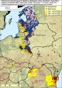Insbesondere in Rümänien breitet sich die ASP immer weiter aus (Quelle: FLI)
