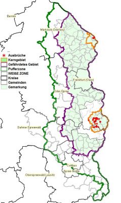 Restriktionsgebiete in Brandenburg (Quelle: MSGIV Brandenburg)