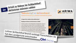 Quellen Screenshots: https://www.ariwa.org/co2-betaeubung-schweine/, https://www.ndr.de/nachrichten/niedersachsen/oldenburg_ostfriesland/urteil-zu-videos-im-schlachthof-aktivisten-muessen-zahlen,schweine-168.html, https://www.om-online.de/om/lohner-schlachthof-brand-verklagt-tierschuetzer-so-hat-das-landgericht-entschieden-773424