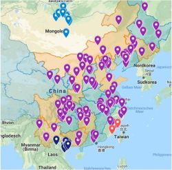 Überblick der ASP-Fälle in China und Vietnam (Quelle: OIE via Google Maps)