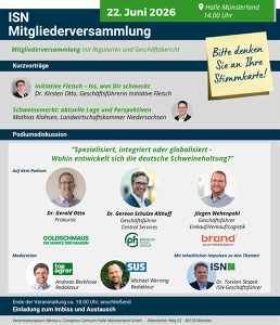 Das angepasste Programm für die ISN-Mitgliederversammlung 2026 - Klarer Tenor für den Nachmittag: Markt, Markt, Markt! Melden Sie sich jetzt an und diskutieren Sie mit!