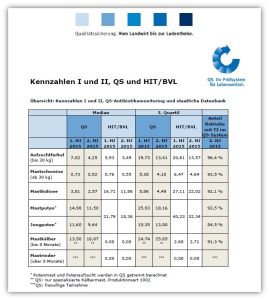 Die Kennzahlen I und II, QS und HIT/BVL im Vergleich