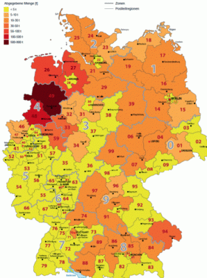 Antibiotika: Abgabemengen nach PLZ in Deutschland 2012