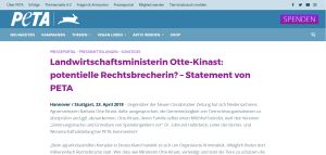 Internetseite von PETA: Hier geht es zum PETA-Statement