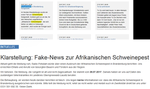 Screenshot der Klarstellung auf der Internetseite von Radio Potsdam