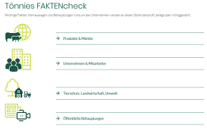 Mit einem "Faktencheck" auf der Unternehmens-Website will Tönnies nach eigener Aussage wichtige Fakten, Kernaussagen und Behauptungen belegen oder richtigstellen. (Screenshot Tönnies)