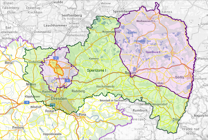 Restriktionszonen in Sachsen, Stand 21.12.2021 (© https://geoviewer.sachsen.de/mapviewer/index.html?map=b81ca2ad-6b0e-44e7-be94-11b3958b84cc)