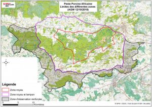 Lage und Größe der drei eingerichteten Zonen im Sperrgebiet(Bildquelle: Service Public Wallonie)