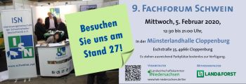 Sie finden uns beim Fachforum Schwein in Cloppenburg am 05.02.2020 an Stand 27.