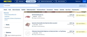 Screenshot Fleischangebot Metro ©https://produkte.metro.de/shop/search?q=schweinefilet