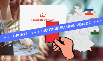 In einer E-Mail hat Danish Crown die Ankündigung der pauschalen Liefersperre richtiggestellt ©Danish Crown, Canva, ISN