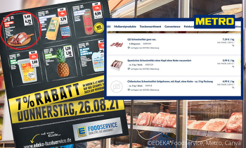 Preisverfall am Schweinemarkt – Lebensmittelhandel enttarnt eigene Doppelmoral ©EDEKA Foodservice, Metro, Canva