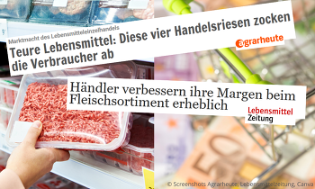 Laut Experten machen sich Unternehmen des Lebensmittelhandels in Zeiten hoher Inflation auch bei Fleischprodukten scheinbar ihre Taschen voll. ©Canva, agrarheute.com, Lebensmittelzeitung