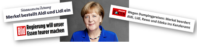 In den Medien wird es aktuell rauf und runter diskutiert – das Gespräch der Bundeskanzlerin Angela Merkel mit den Spitzen der Lebensmitteleinzelhändler Aldi, Lidl, Edeka und Rewe.