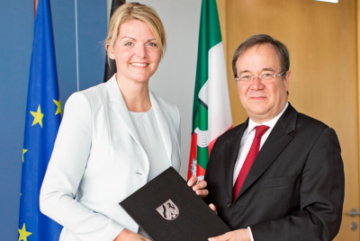 Die neue NRW-Landwirtschaftsministerin Christina Schulze Föcking mit Ministerpräsident Armin Laschet.