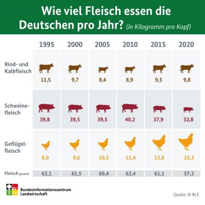 Infografik Fleischverzehr 2020 ©BLE