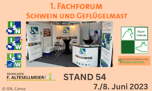 Besuchen Sie ISN, ISW GmbH, ISW Versicherungsmakler GmbH und F. Altesellmeier GmbH am Stand auf dem Fachforum Schwein und Geflügelmast